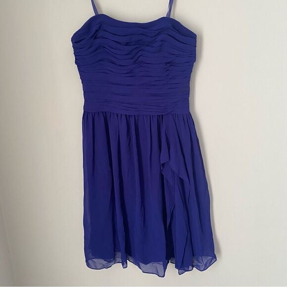 Lauren Ralph Lauren Evening Women’s Ruched Blue Mini Summer Strapless Dress 10 - Picture 1 of 3